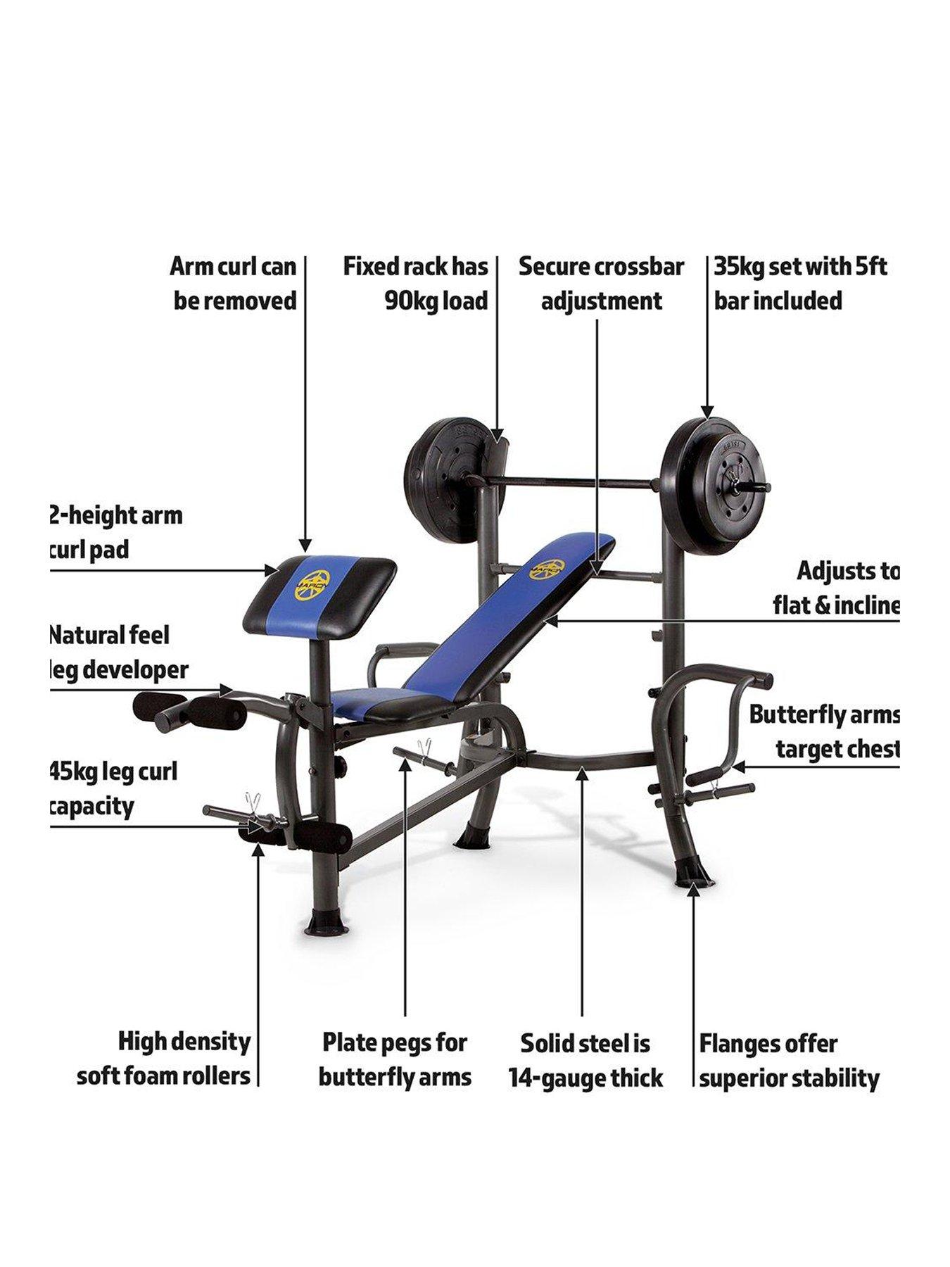 Marcy Starter Bench with 36kg Weight Set littlewoods