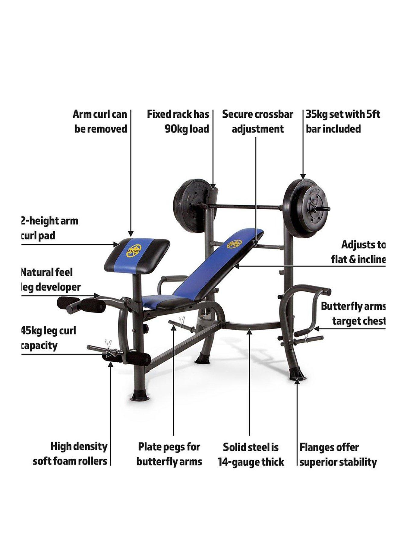 Marcy Bench Press Workout Bench With Leg Extension And Curl