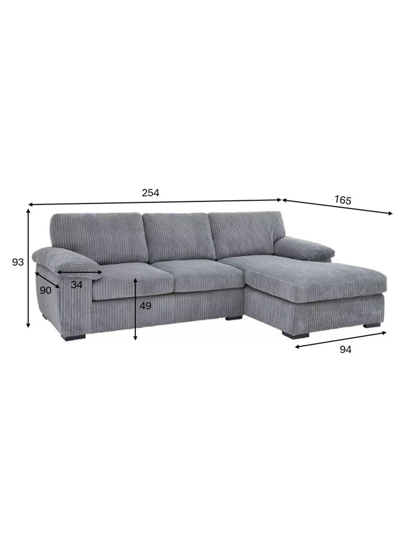 Image 6 of 7 of The Very Collection Amalfi Standard Back Fabric Right Hand 3 Seater Chaise Sofa - Charcoal - FSC&reg; Certified