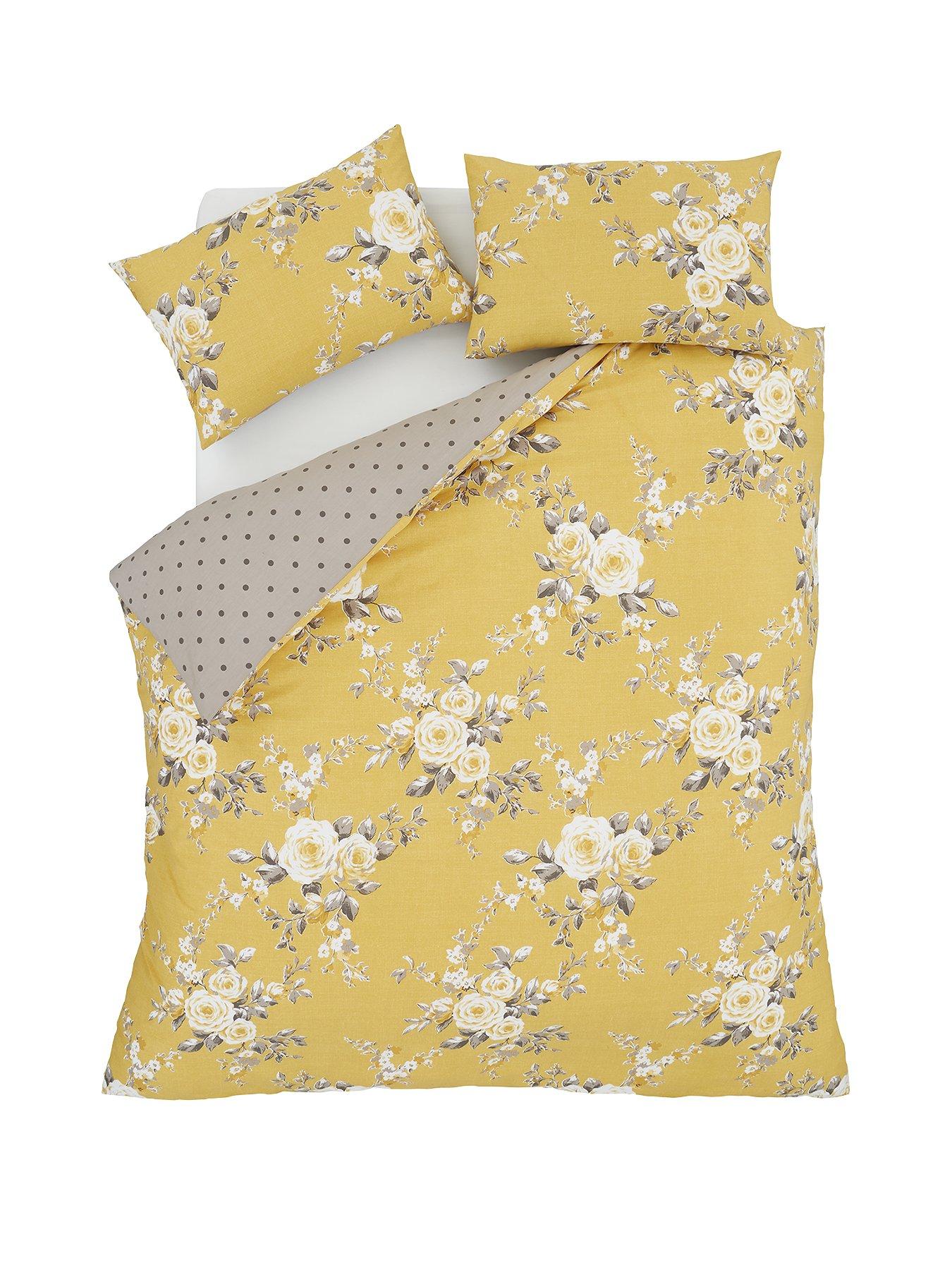 Image 2 of 5 of Catherine Lansfield <p>Canterbury Floral Easy Care Duvet Cover Set - Ochre</p>