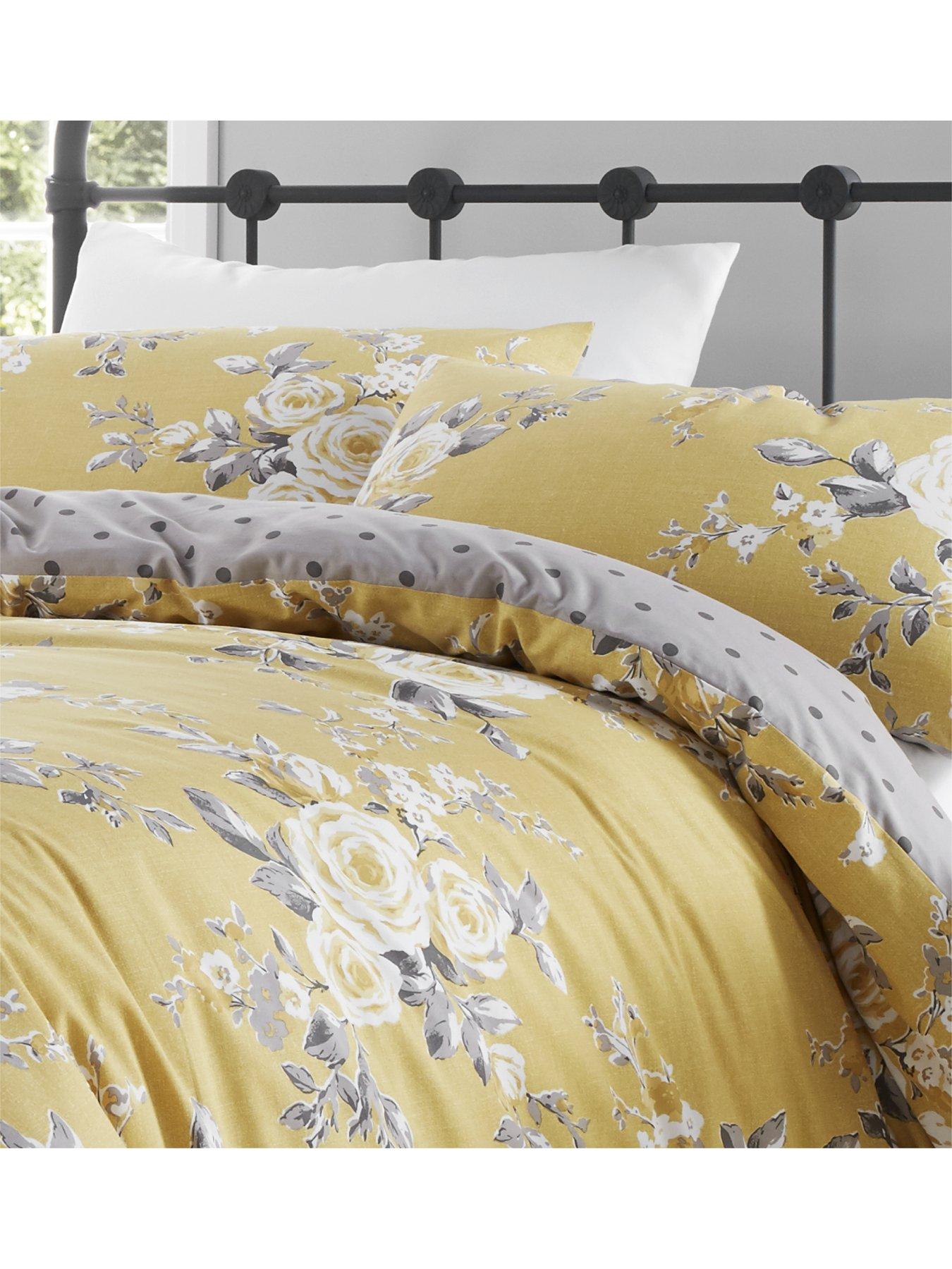Image 4 of 5 of Catherine Lansfield <p>Canterbury Floral Easy Care Duvet Cover Set - Ochre</p>