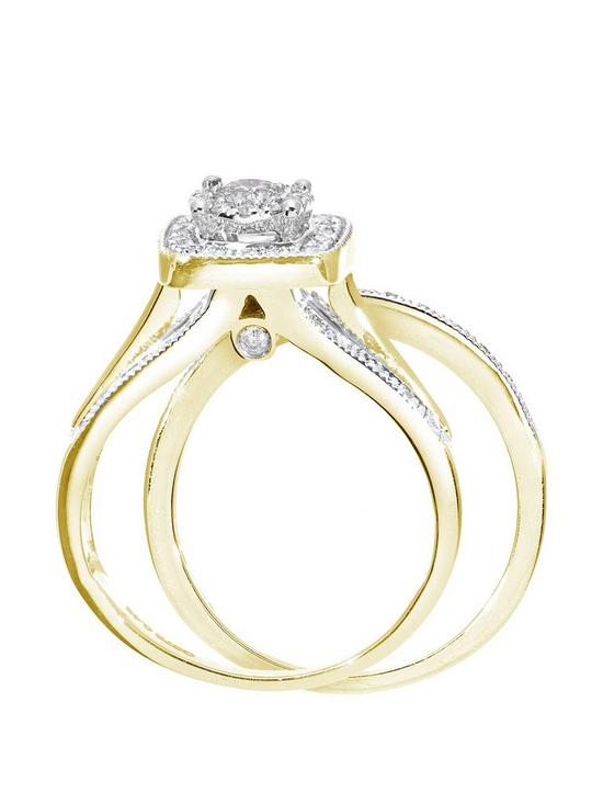 stillFront image of love-diamond-9ctnbspyellow-gold-50-point-diamond-square-set-split-shoulder-bridal-set-of-two-rings