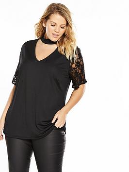 V by Very Curve V By Very Curve Lace Sleeve Choker Top Picture