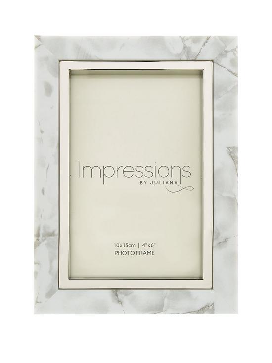 front image of white-marble-look-photo-frame