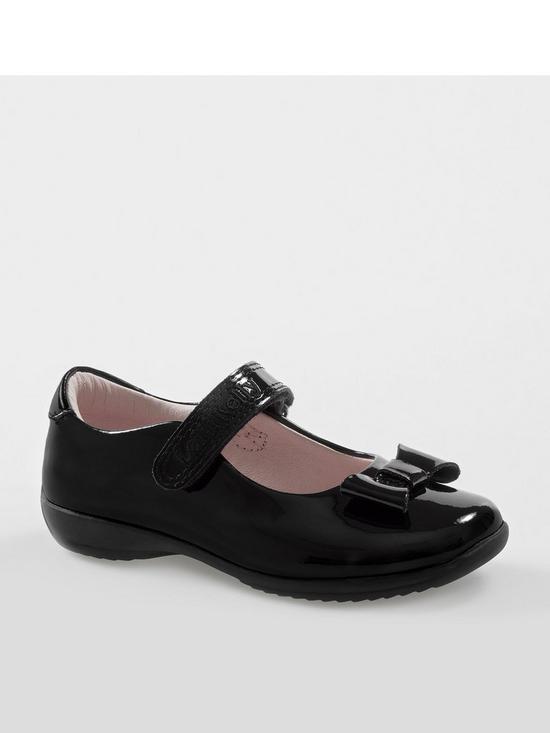 front image of lelli-kelly-perrie-bow-trim-strap-fastening-school-shoes-black