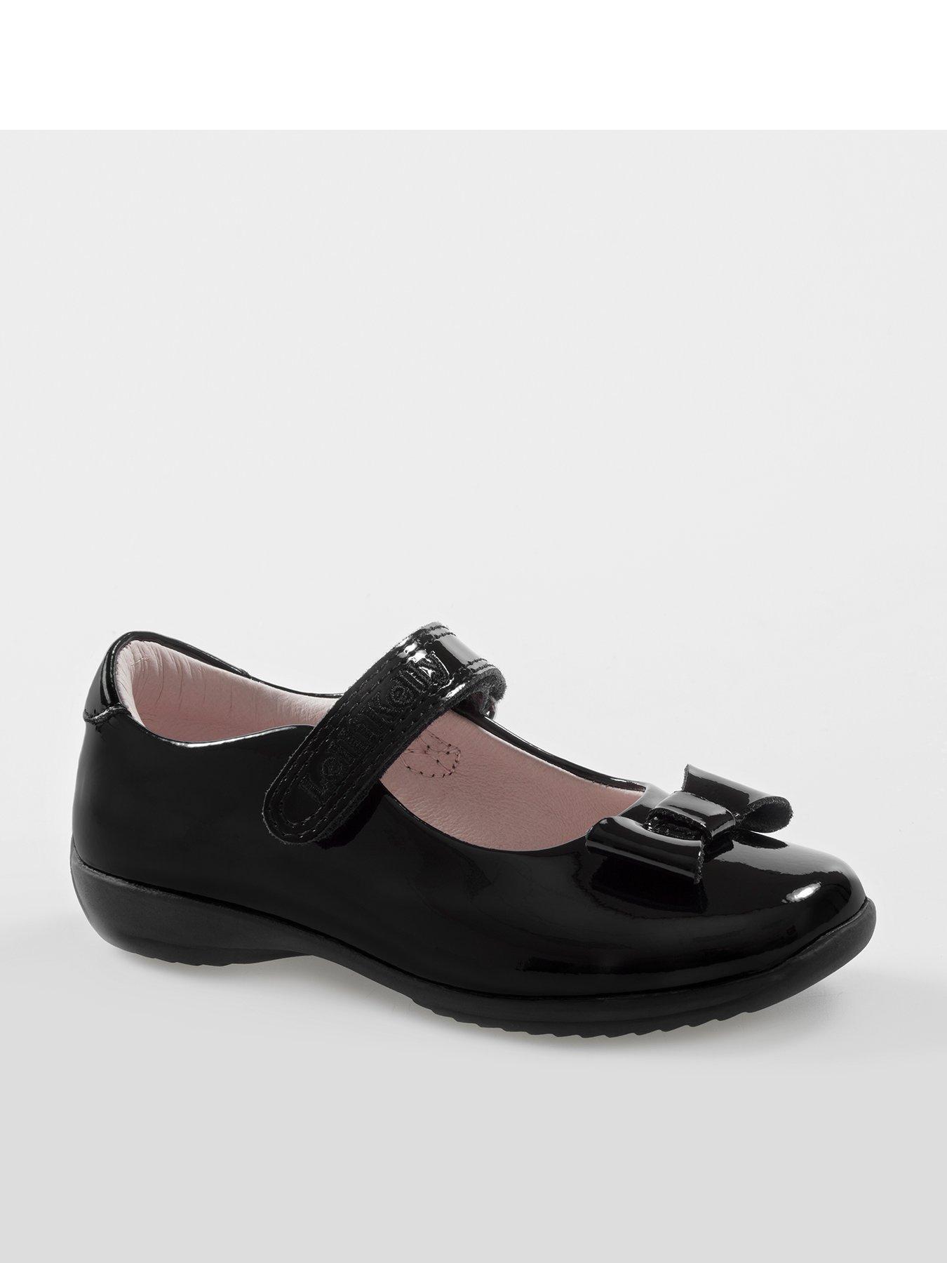undefined Perrie Bow Trim Strap Fastening School Shoes - Black