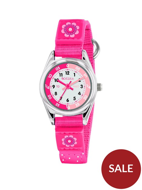 tikkers-pink-flower-kids-watch-with-velcro-strap