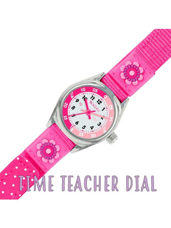 stillFront image of tikkers-pink-flower-kids-watch-with-velcro-strap