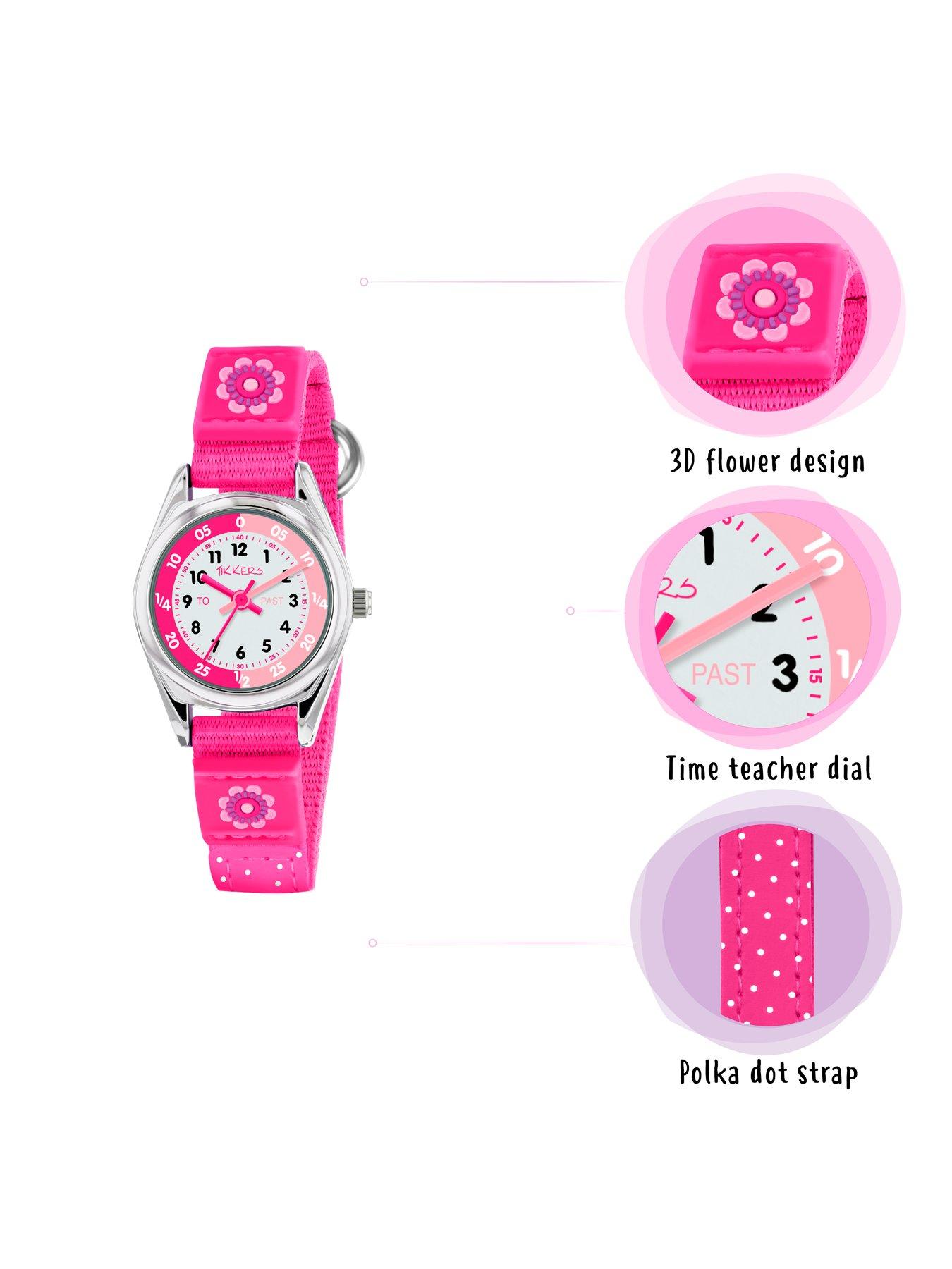 Image 5 of 8 of Tikkers Pink Flower Kids Watch with Velcro Strap