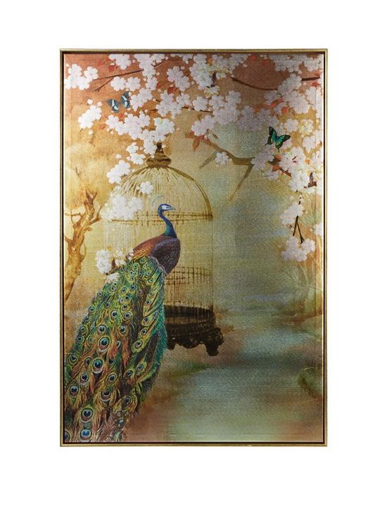 front image of arthouse-suki-peacock-framed-canvas-print