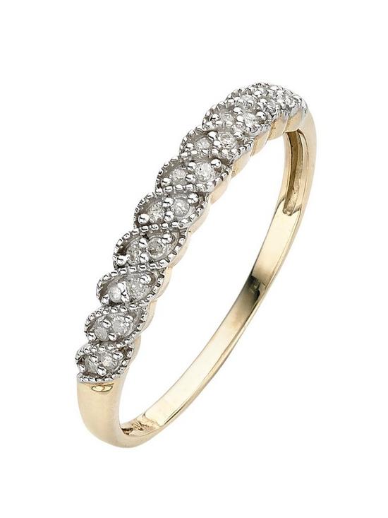 front image of love-diamond-9-carat-yellow-gold-10pt-diamond-eternity-ring