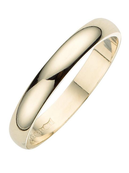 front image of love-gold-18-carat-yellow-gold-d-shaped-wedding-band-3mm