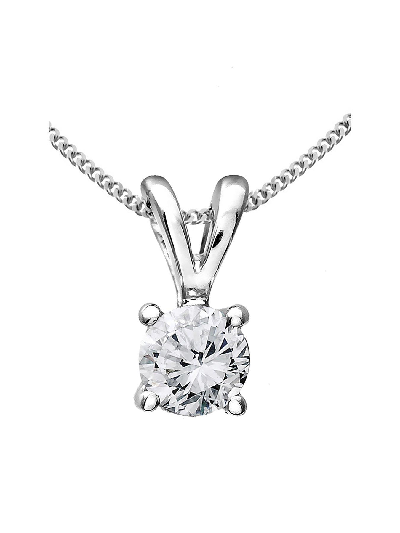 undefined 9 Carat White Gold 33 Point Diamond Solitaire Necklace