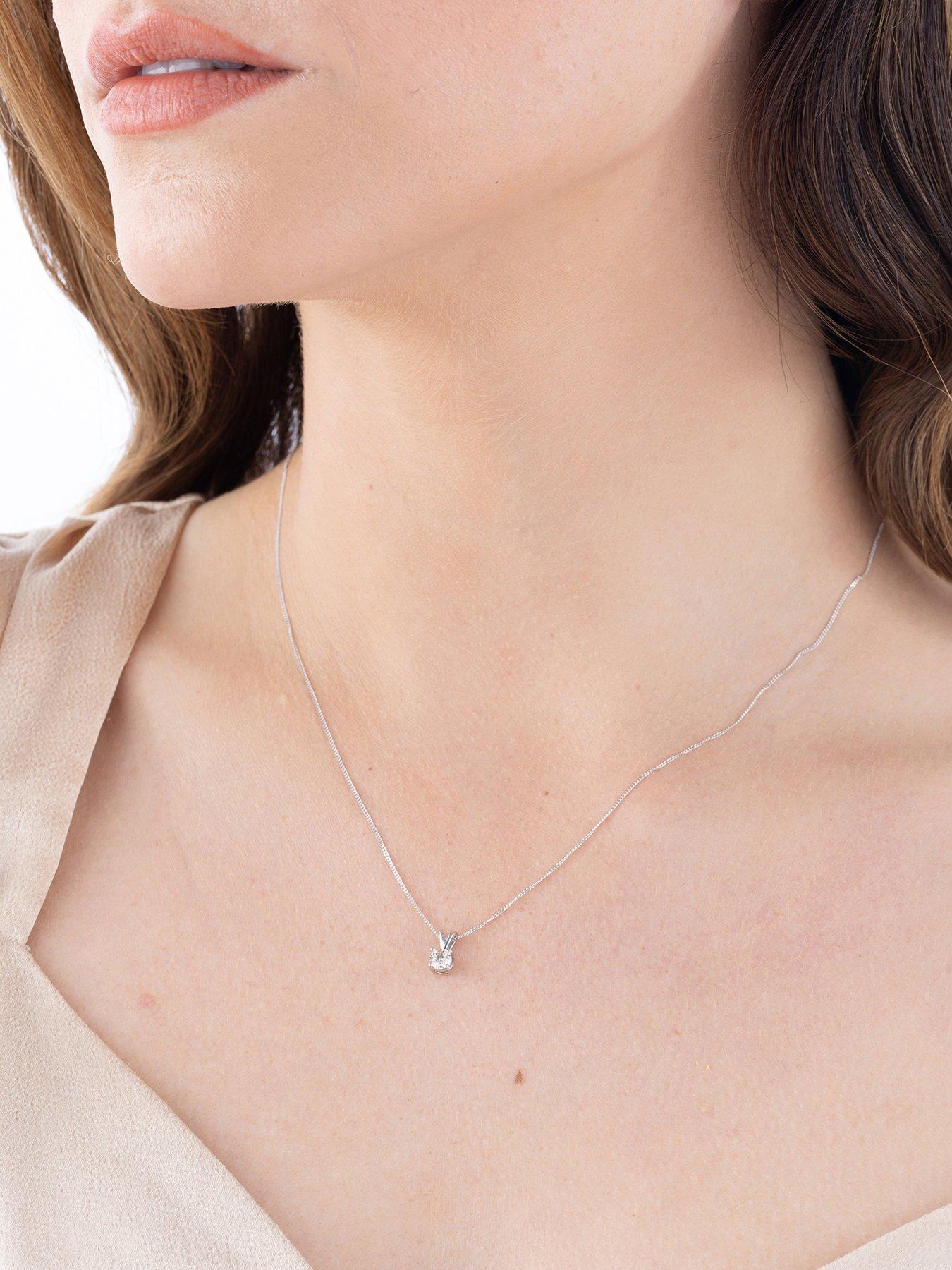 Image 2 of 4 of Love DIAMOND 9 Carat White Gold 33 Point Diamond Solitaire Necklace