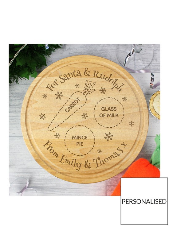 front image of the-personalised-memento-company-personalised-christmas-eve-round-treats-board