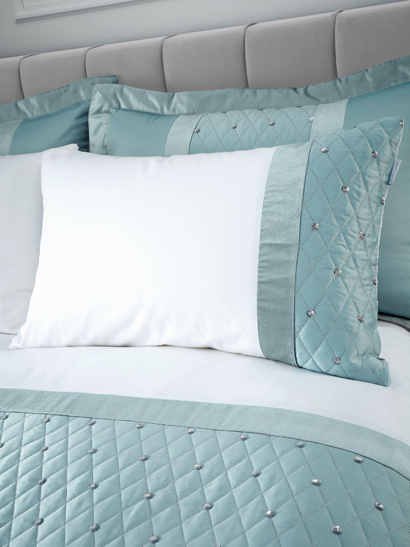 Catherine Lansfield Sequin Cluster Duvet Cover Set - Duck Egg Blue