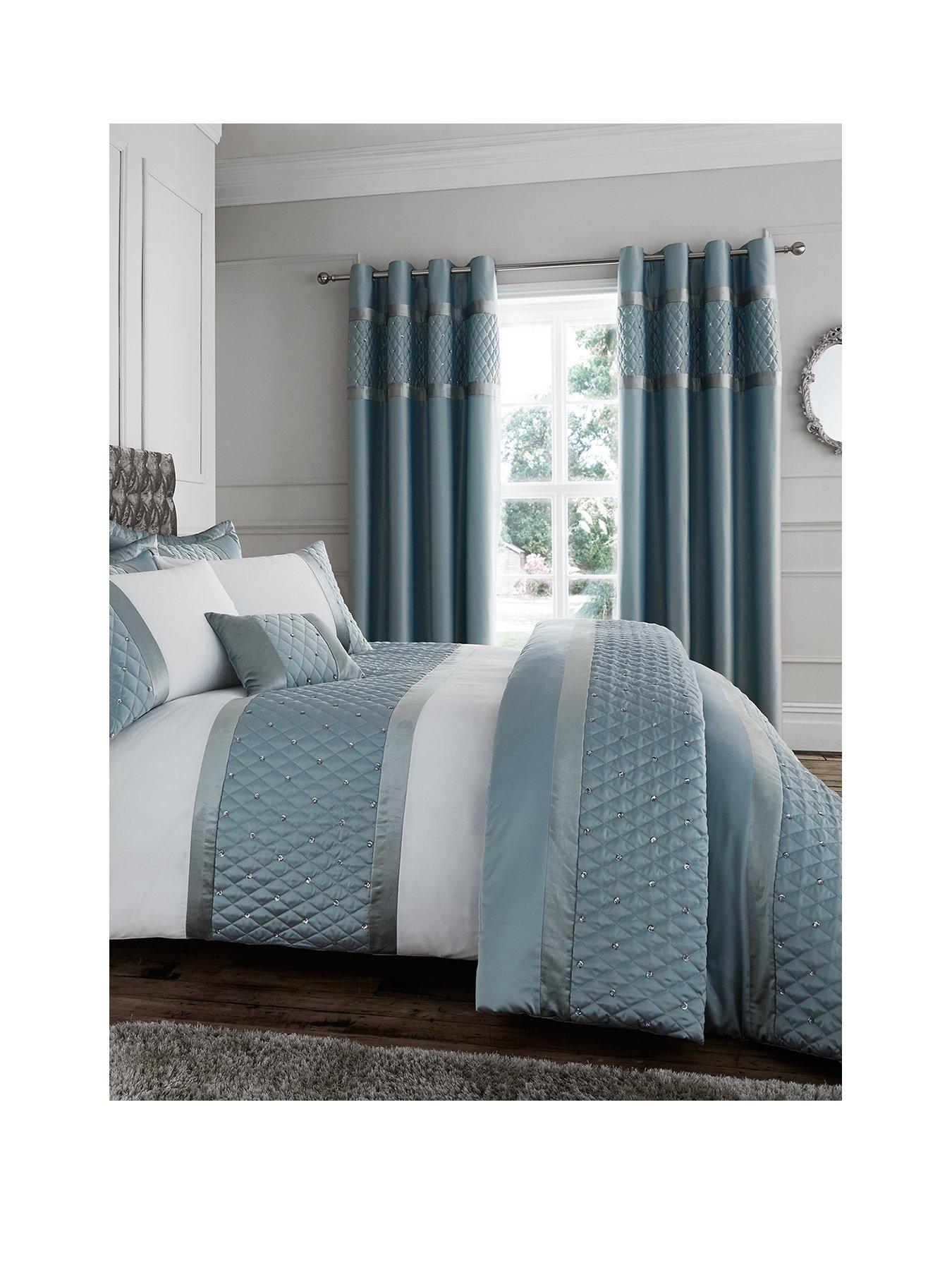 stillFront image of catherine-lansfield-sequin-cluster-bedspread-throw-duck-egg