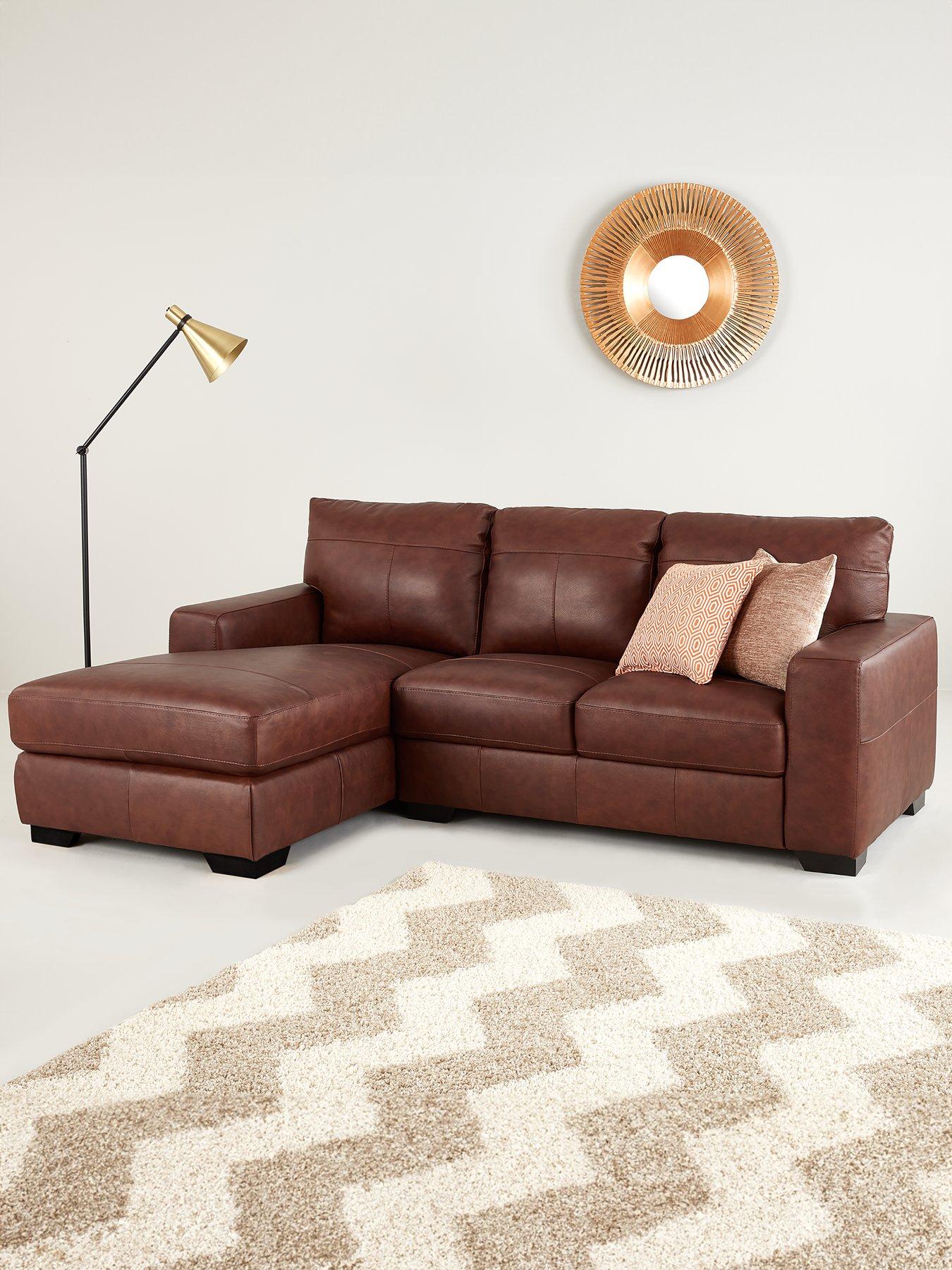 The Very Collection Hampshire Italian Leather Left Hand 3 Seater Chaise - FSC® Certified