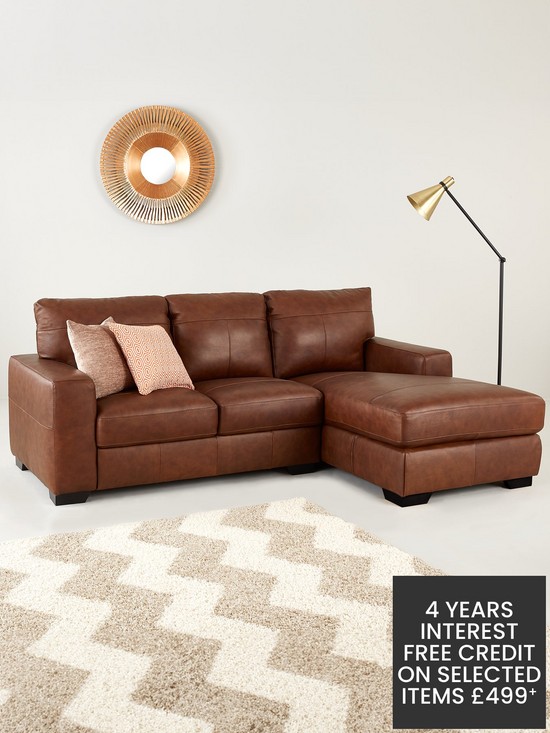front image of very-home-hampshire-3-seater-right-hand-premium-leather-corner-chaise-sofa