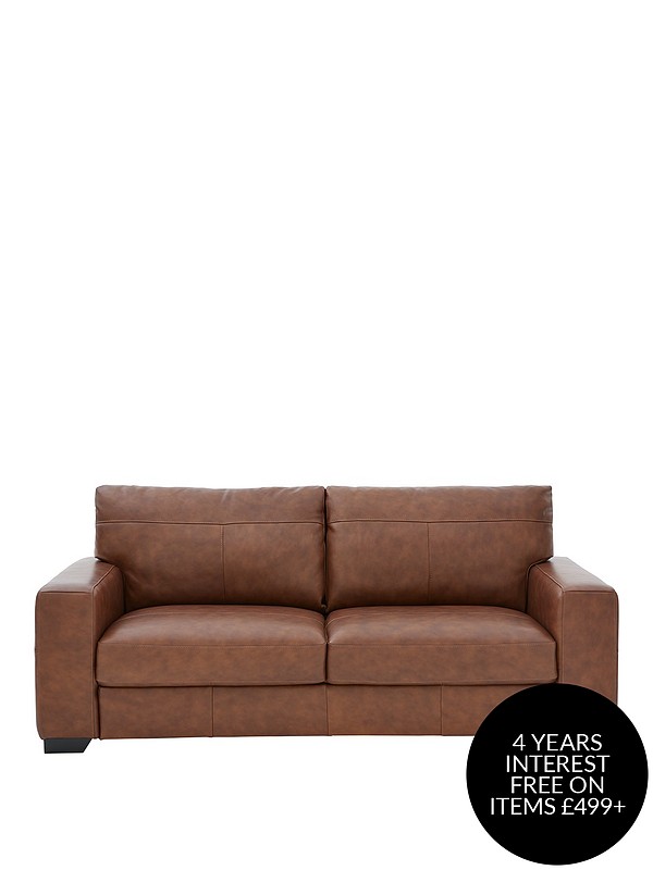 Hampshire 3 Seater Premium Leather Sofa, Vintage Tan Leather Sofa Bed
