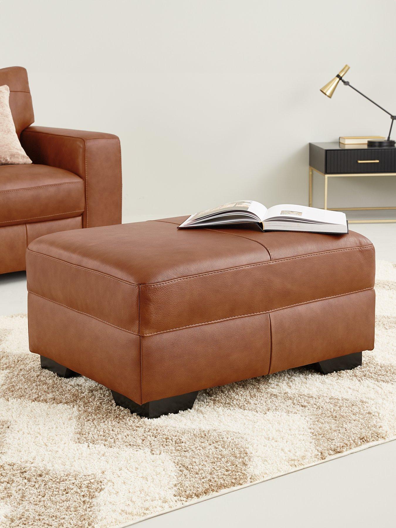 The Very Collection Hampshire Italian Leather Footstool - FSC® Certified