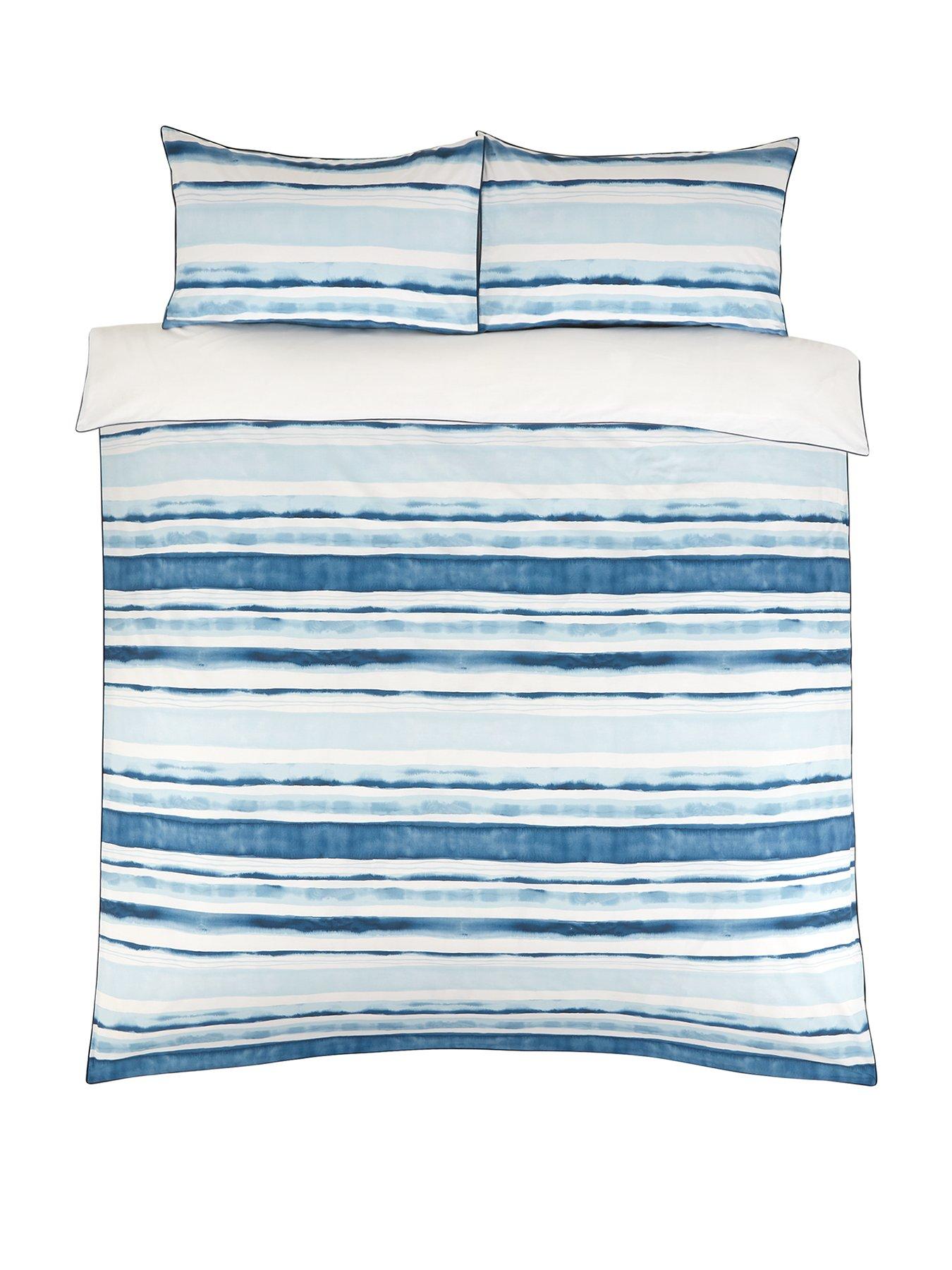 Ideal Home Watercolour Stripe Cotton Rich Duvet Cover Set