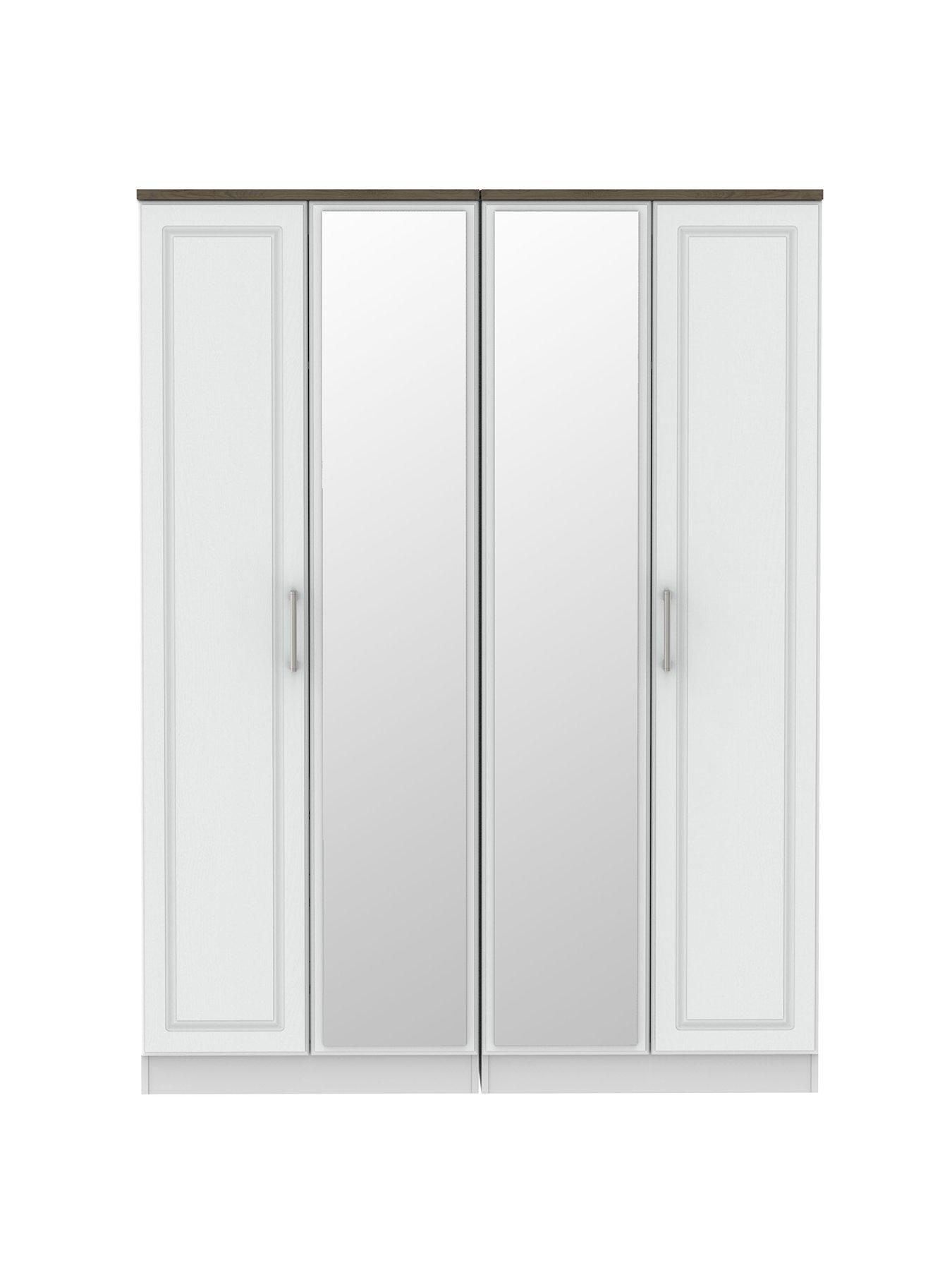 Swift Regent Ready Assembled 4 Door Mirrored Wardrobe