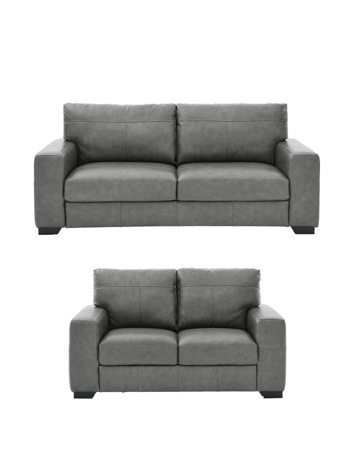 The Very Collection Hampshire Italian Leather 3 Seater + 2 Seater Sofa Set - FSC® Certified