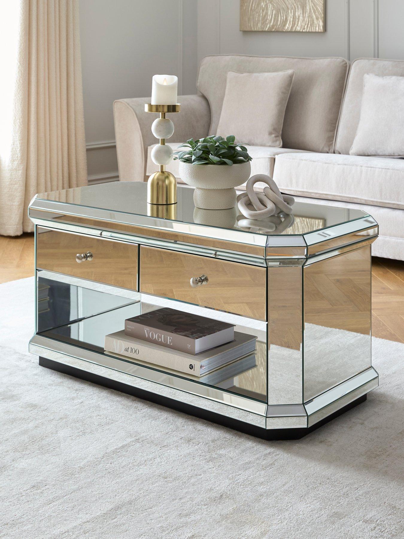 Rectangle mirrored deals coffee table