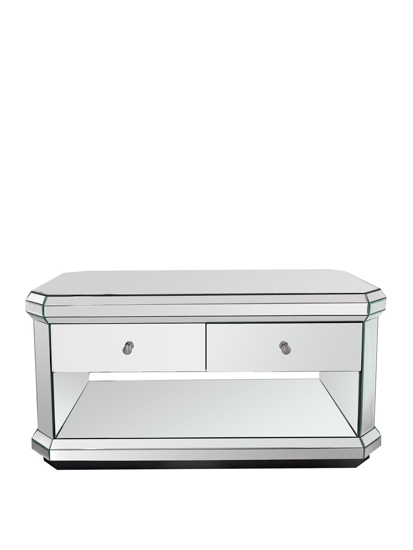 Mirrored coffee deals table with storage