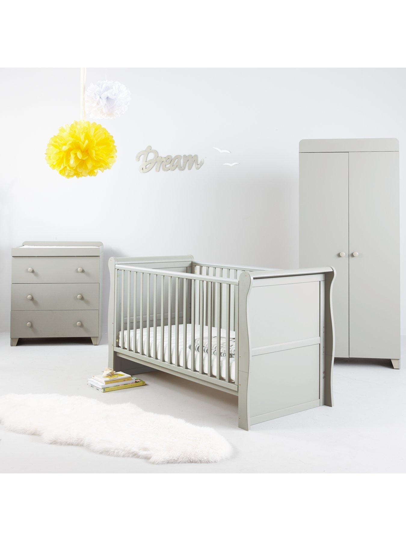 Little Acorns Sleigh Cot Bed Changer Wardrobe Nursery Furniture