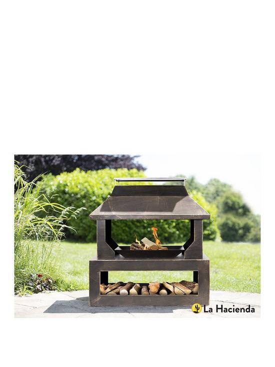 front image of la-hacienda-stonehurst-outdoor-heater-with-logstore