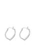 image of the-love-silver-collection-sterling-silver-double-crystal-set-heart-shaped-creole-earrings