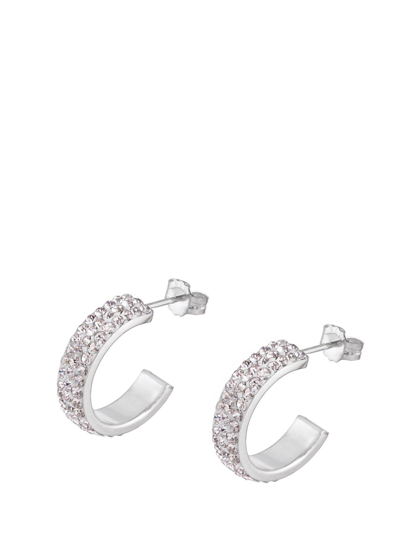 the-love-collection-sterling-silver-crystal-paveacutenbsphalf-hoop-earrings