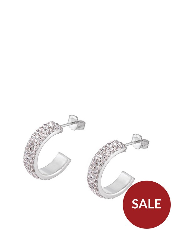front image of the-love-silver-collection-sterling-silver-crystal-paveacutenbsphalf-hoop-earrings