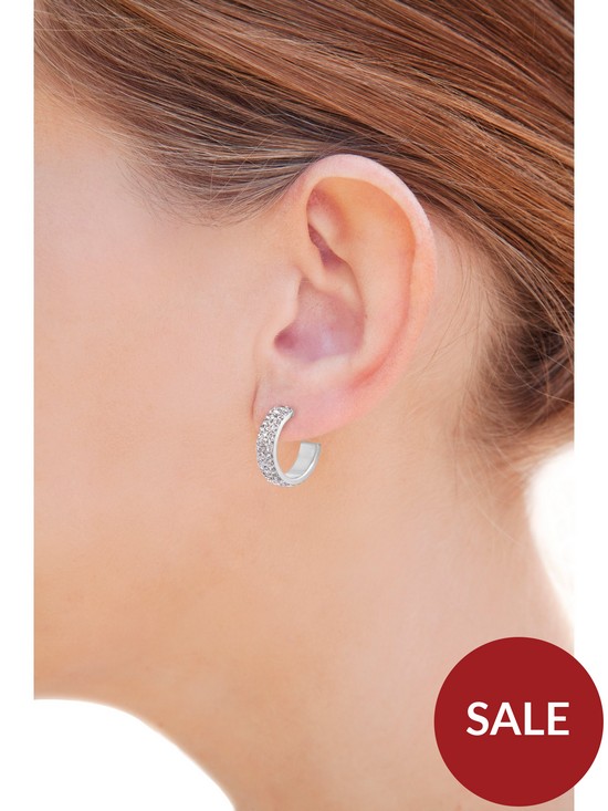 stillFront image of the-love-silver-collection-sterling-silver-crystal-paveacutenbsphalf-hoop-earrings