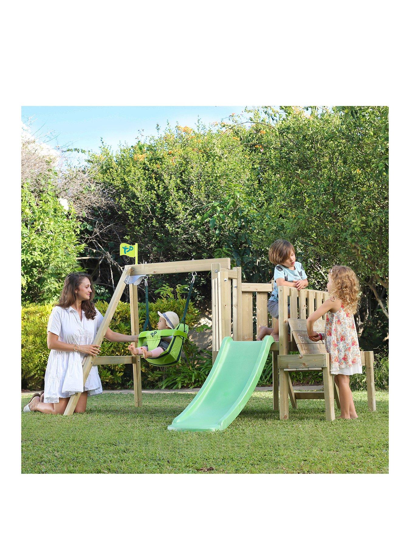 tp forest toddler wooden swing set & slide