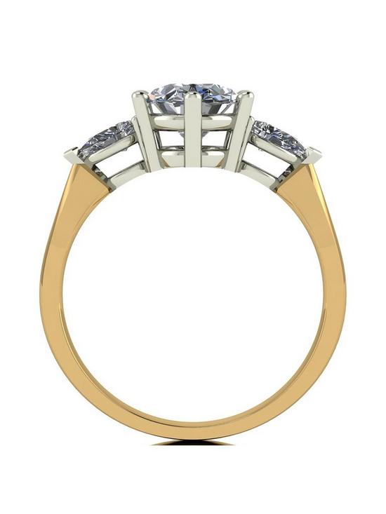 stillFront image of moissanite-9ct-gold-25ct-eq-total-oval-and-pear-shaped-trilogy-ring