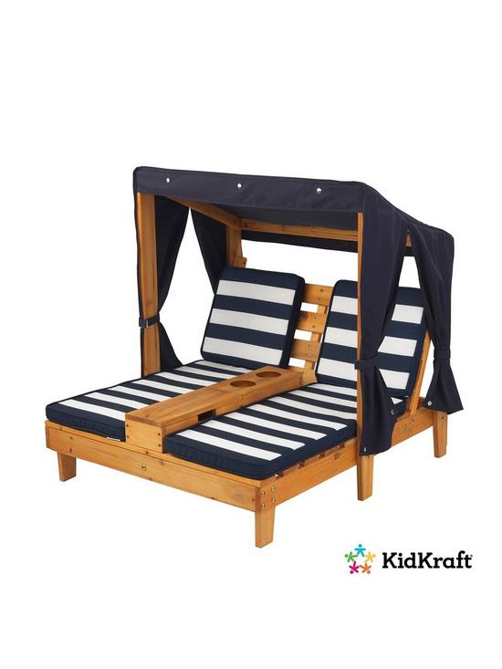 front image of kidkraft-double-chaise-lounger-with-cupholder