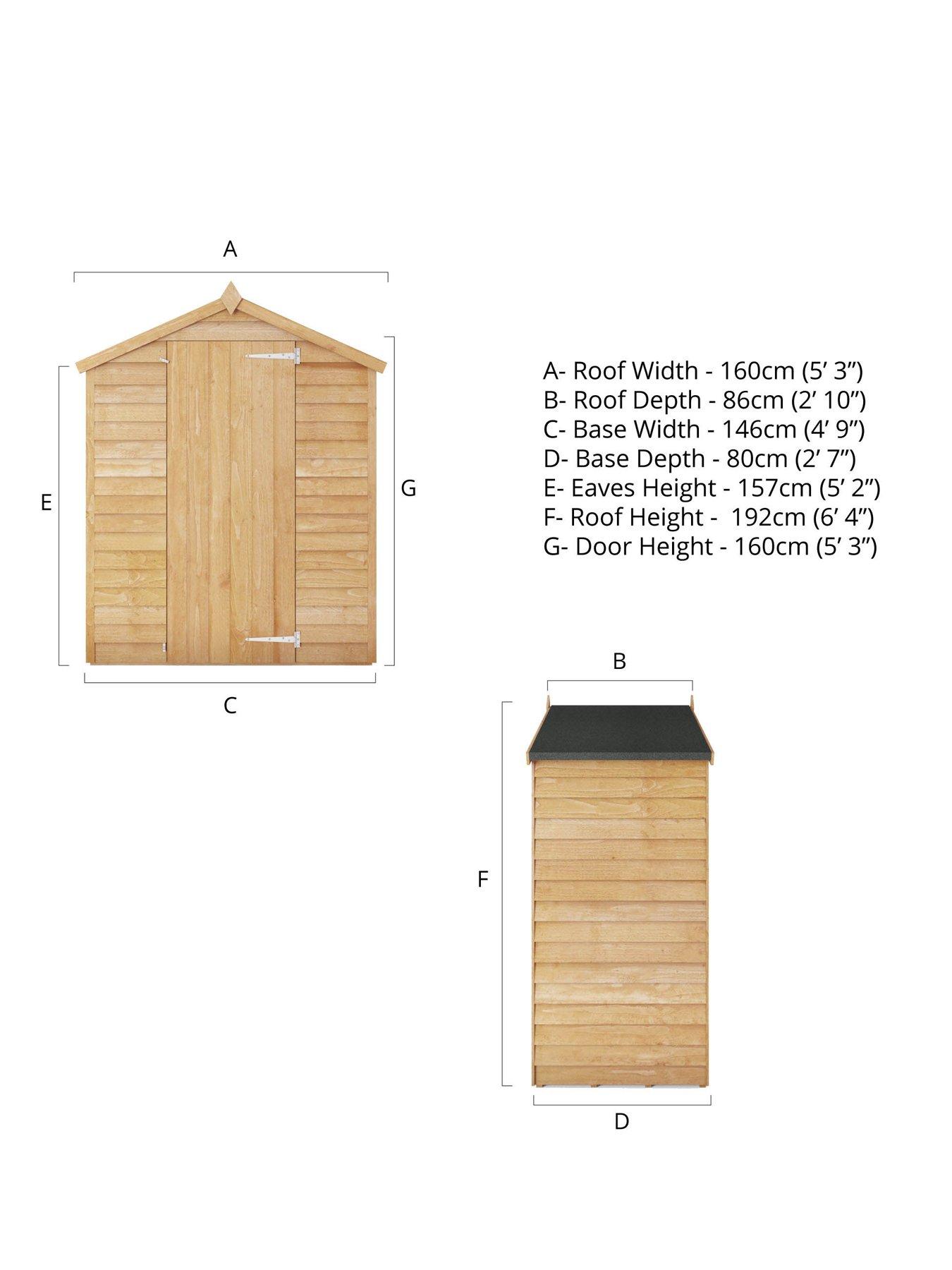 Image 6 of 7 of MERCIA 5 x 3ft Great Value Windowless Overlap Reverse Apex&nbsp;Starter Shed&nbsp;- FSC&reg; Certified