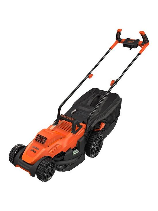 front image of black-decker-1400wnbsp34-cm-lawnmower-with-bike-handle-controls