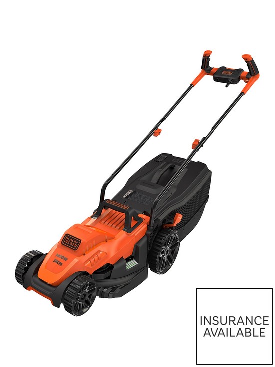 front image of black-decker-1400wnbsp34-cm-lawnmower-with-bike-handle-controls