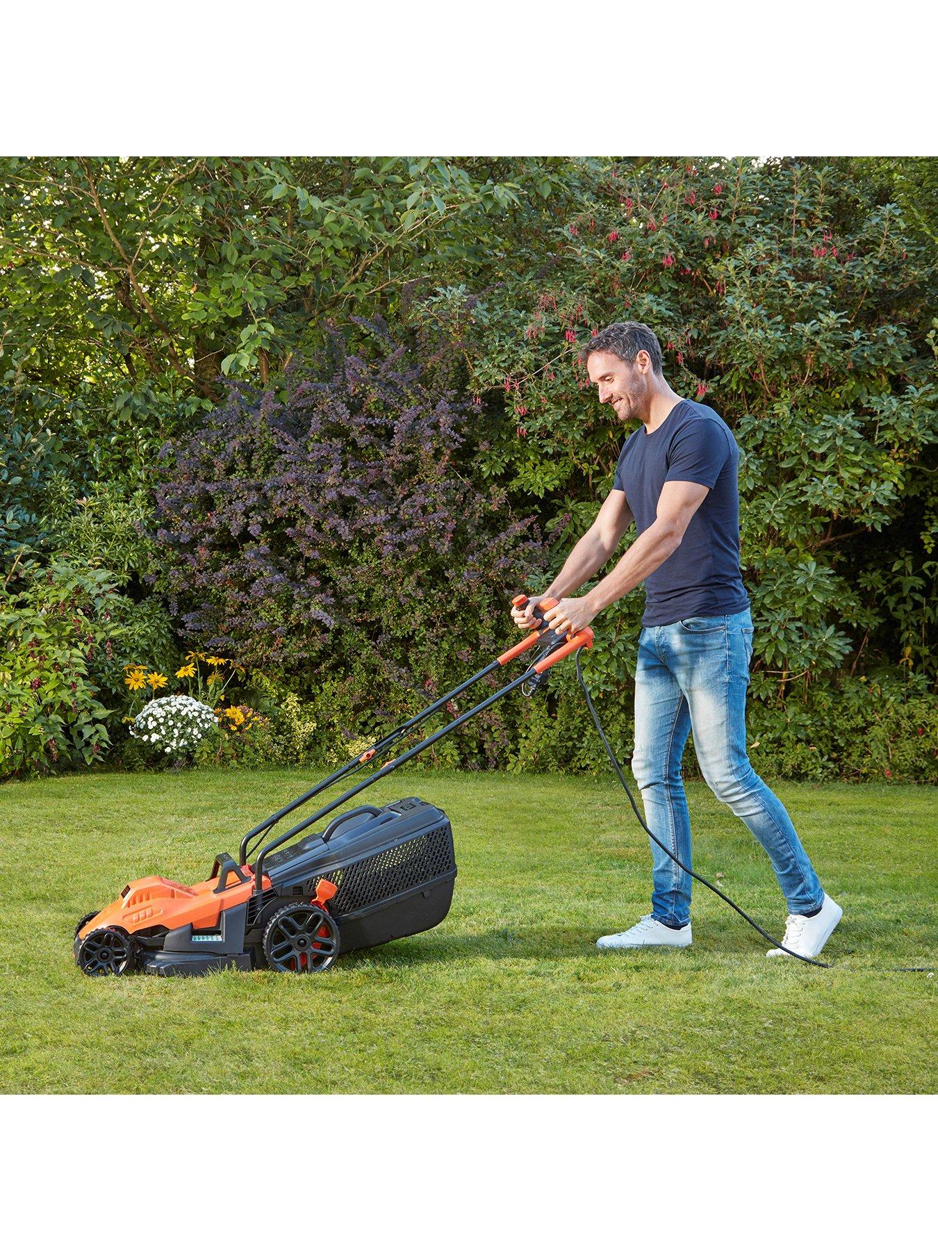  image of black-decker-1400wnbsp34-cm-lawnmower-with-bike-handle-controls