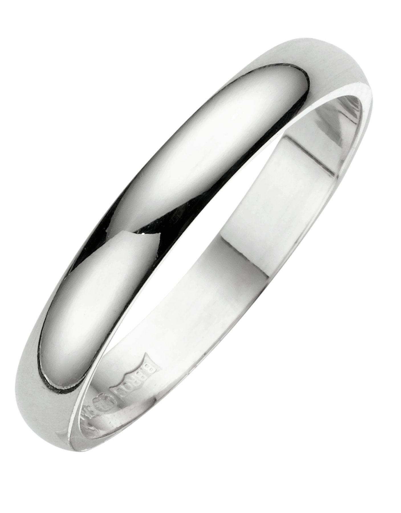undefined 18 Carat White Gold D Shaped Wedding Band 3mm