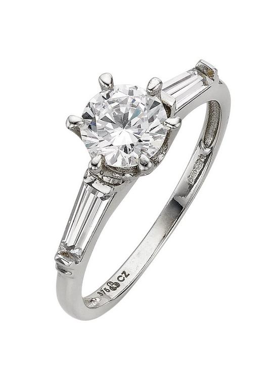 front image of love-gem-9-carat-white-gold-cz-solitaire-ring-with-graduated-stone-set-shoulders