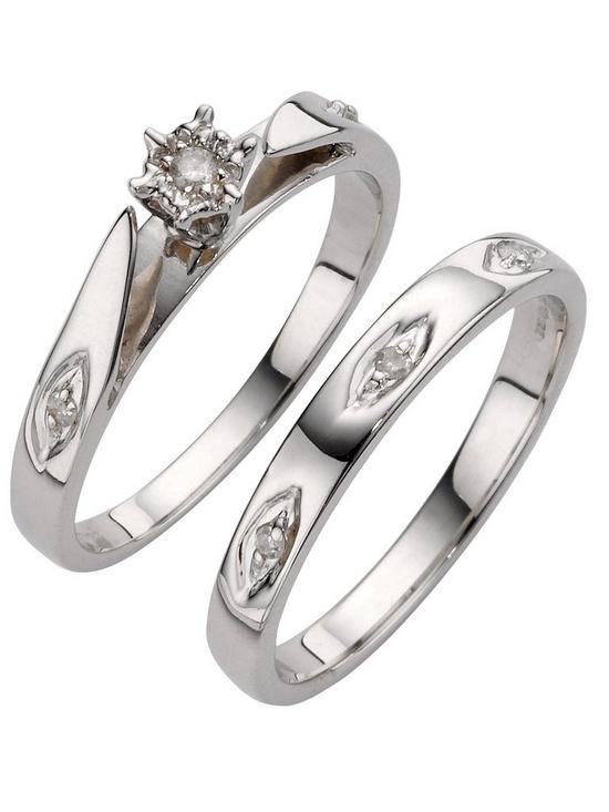 front image of love-diamond-9ct-white-gold-5-point-diamond-bridal-set