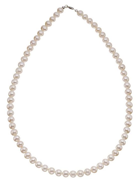 front image of love-pearl-9-carat-white-gold-single-strand-pearl-necklace