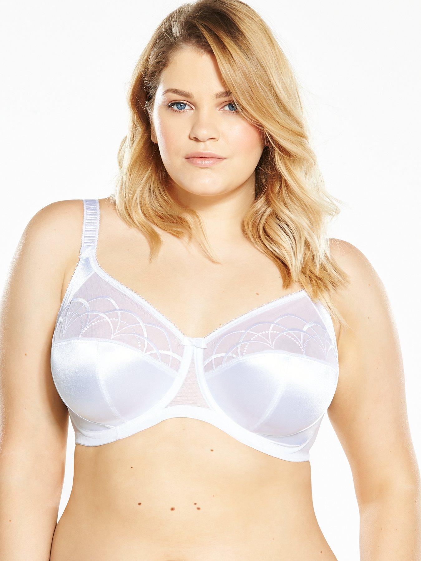 Elomi Women's Cate Full Cup Banded Bra: Comfort, Support, & Elegance. Soft  Satin Cups, Sheer Embroidery. DD+ Bras
