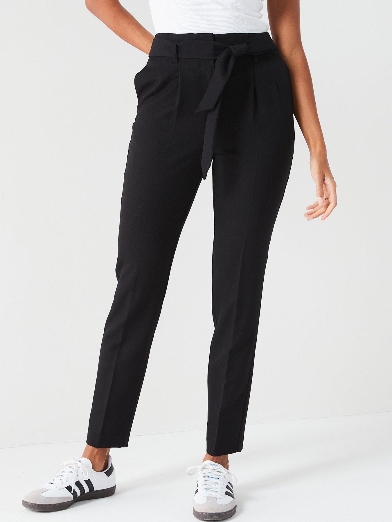women's smart black cropped trousers