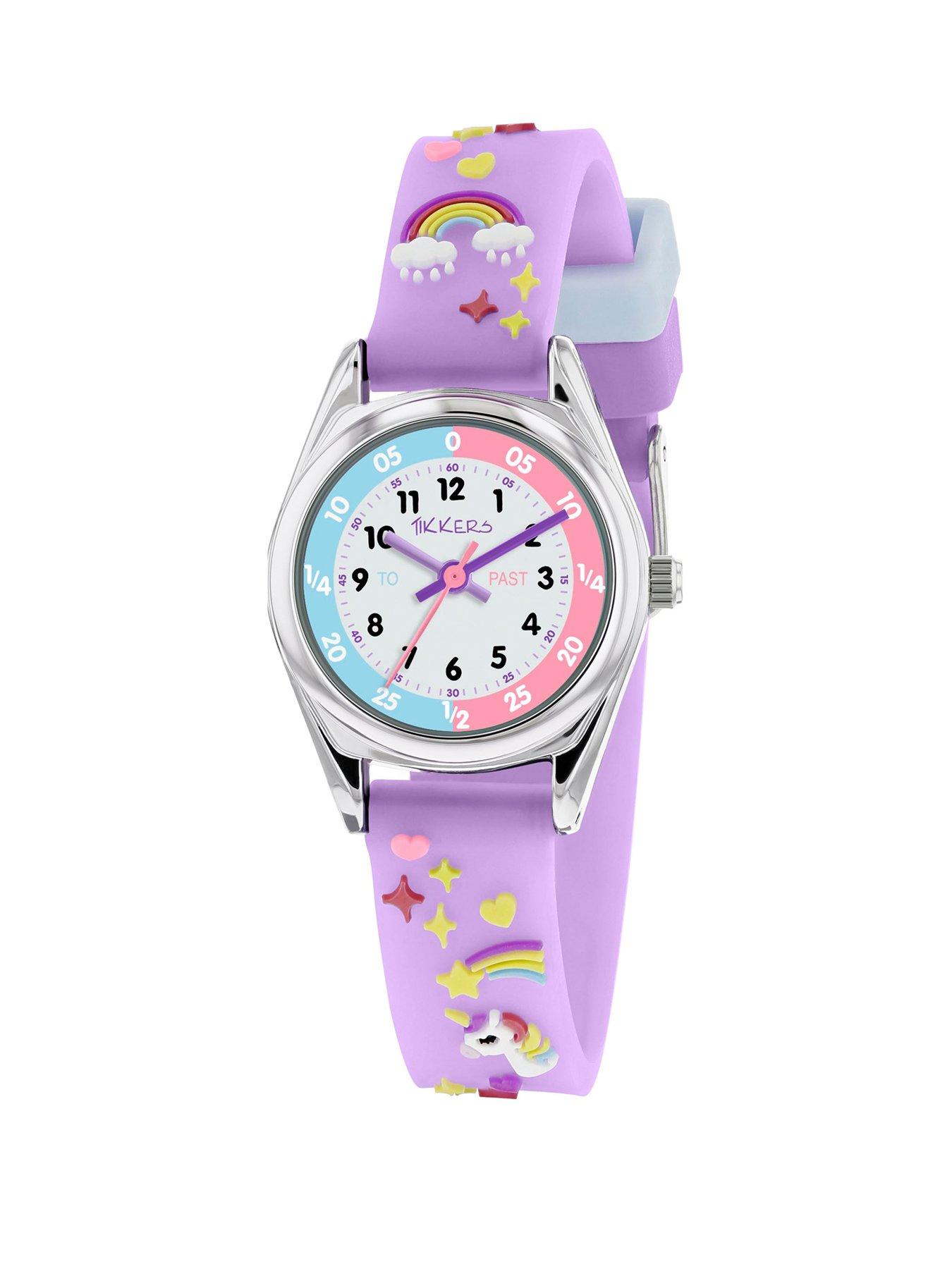 Image 1 of 1 of Tikkers White Dial Unicorn Lilac Strap Kids Watch